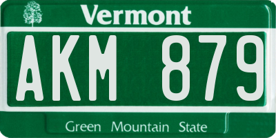 VT license plate AKM879