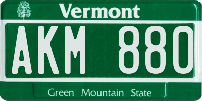VT license plate AKM880