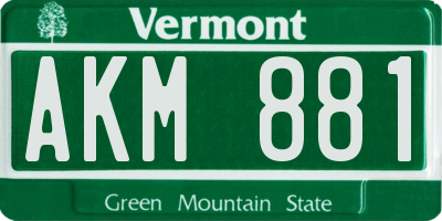 VT license plate AKM881