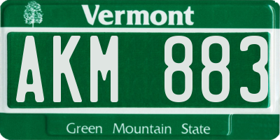 VT license plate AKM883