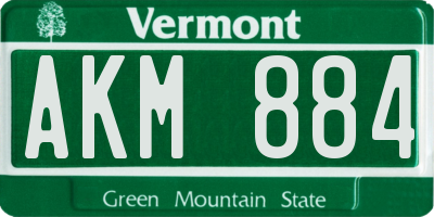 VT license plate AKM884