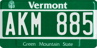 VT license plate AKM885