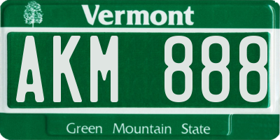 VT license plate AKM888