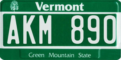 VT license plate AKM890