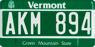 VT license plate AKM894