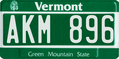 VT license plate AKM896