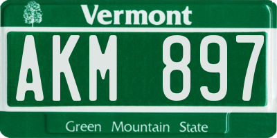 VT license plate AKM897