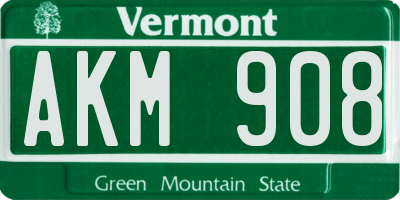 VT license plate AKM908