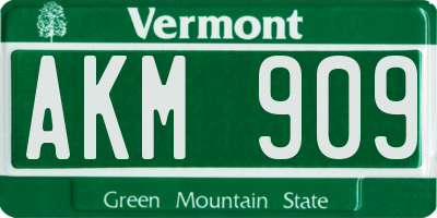 VT license plate AKM909