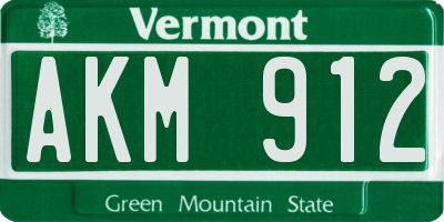 VT license plate AKM912