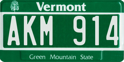 VT license plate AKM914