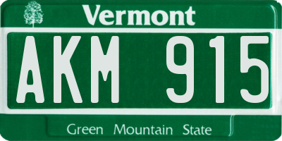 VT license plate AKM915