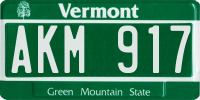 VT license plate AKM917
