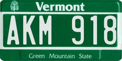 VT license plate AKM918