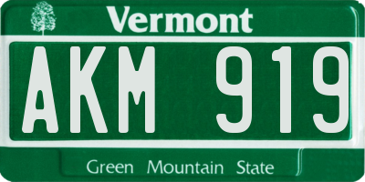 VT license plate AKM919
