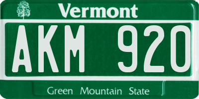 VT license plate AKM920