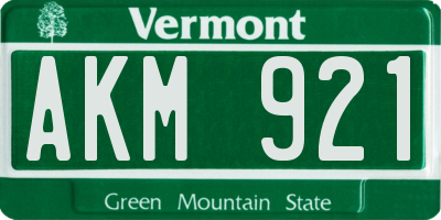 VT license plate AKM921