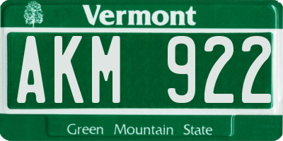 VT license plate AKM922