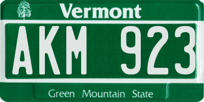 VT license plate AKM923