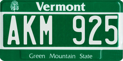 VT license plate AKM925