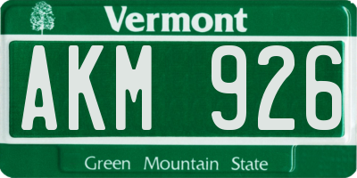 VT license plate AKM926