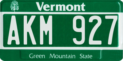 VT license plate AKM927