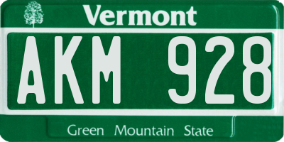 VT license plate AKM928
