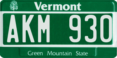 VT license plate AKM930