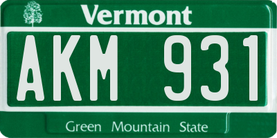 VT license plate AKM931
