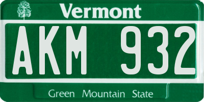 VT license plate AKM932