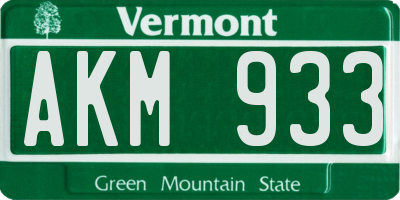 VT license plate AKM933