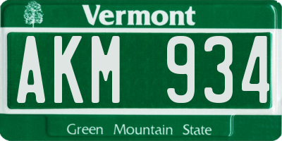 VT license plate AKM934