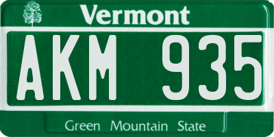 VT license plate AKM935