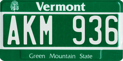 VT license plate AKM936