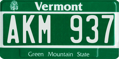 VT license plate AKM937