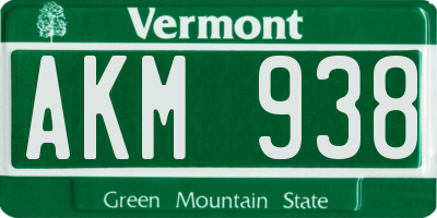 VT license plate AKM938