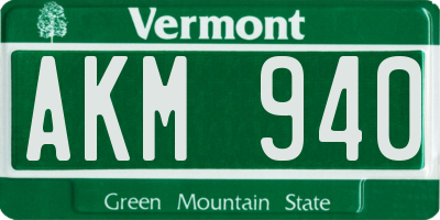 VT license plate AKM940