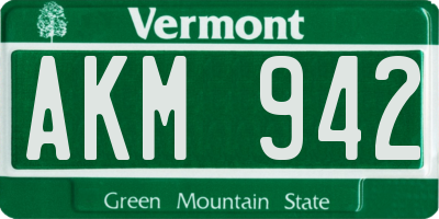 VT license plate AKM942