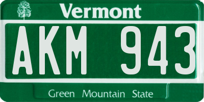 VT license plate AKM943