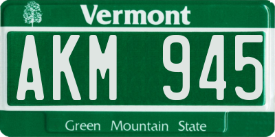 VT license plate AKM945