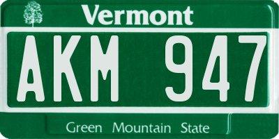 VT license plate AKM947