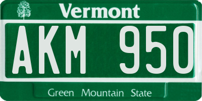 VT license plate AKM950