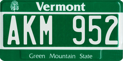 VT license plate AKM952