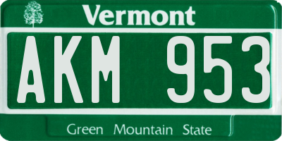 VT license plate AKM953