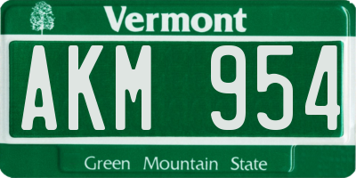 VT license plate AKM954