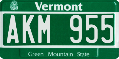 VT license plate AKM955