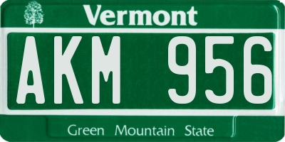 VT license plate AKM956