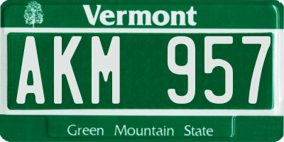 VT license plate AKM957