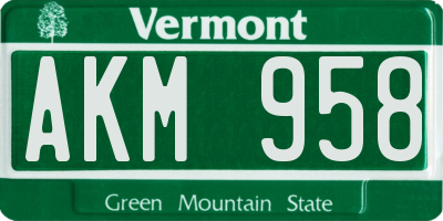 VT license plate AKM958