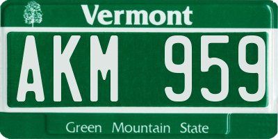 VT license plate AKM959